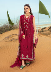 3A | Lillie de Jong - Cherry | 3PC Unstitched Lawn Crimson By Saira Shakira